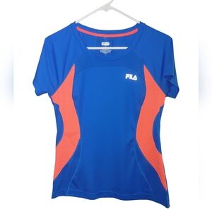 Fila Blue and Pink Fitted Short Sleeve Tee